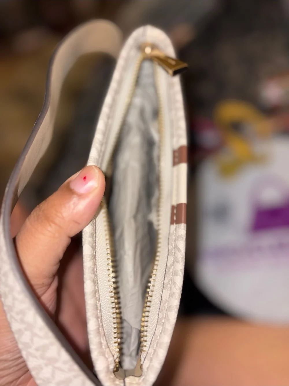 Michael Kors Cream and Brown Logo Belt Bag - New
